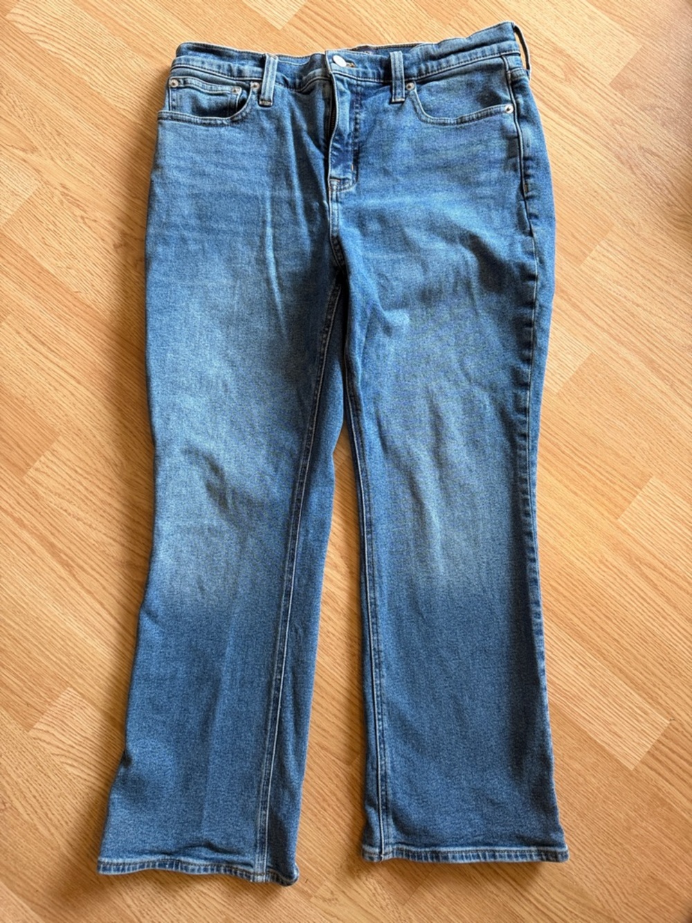 J. Crew Factory mid-rise flare crop medium blue flare jeans